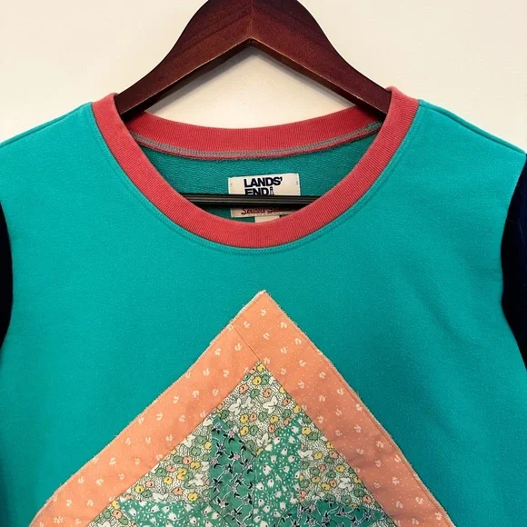 Retro 80s Quilt / Patchwork Crewneck Sweatshirt - Picture 4 of 9